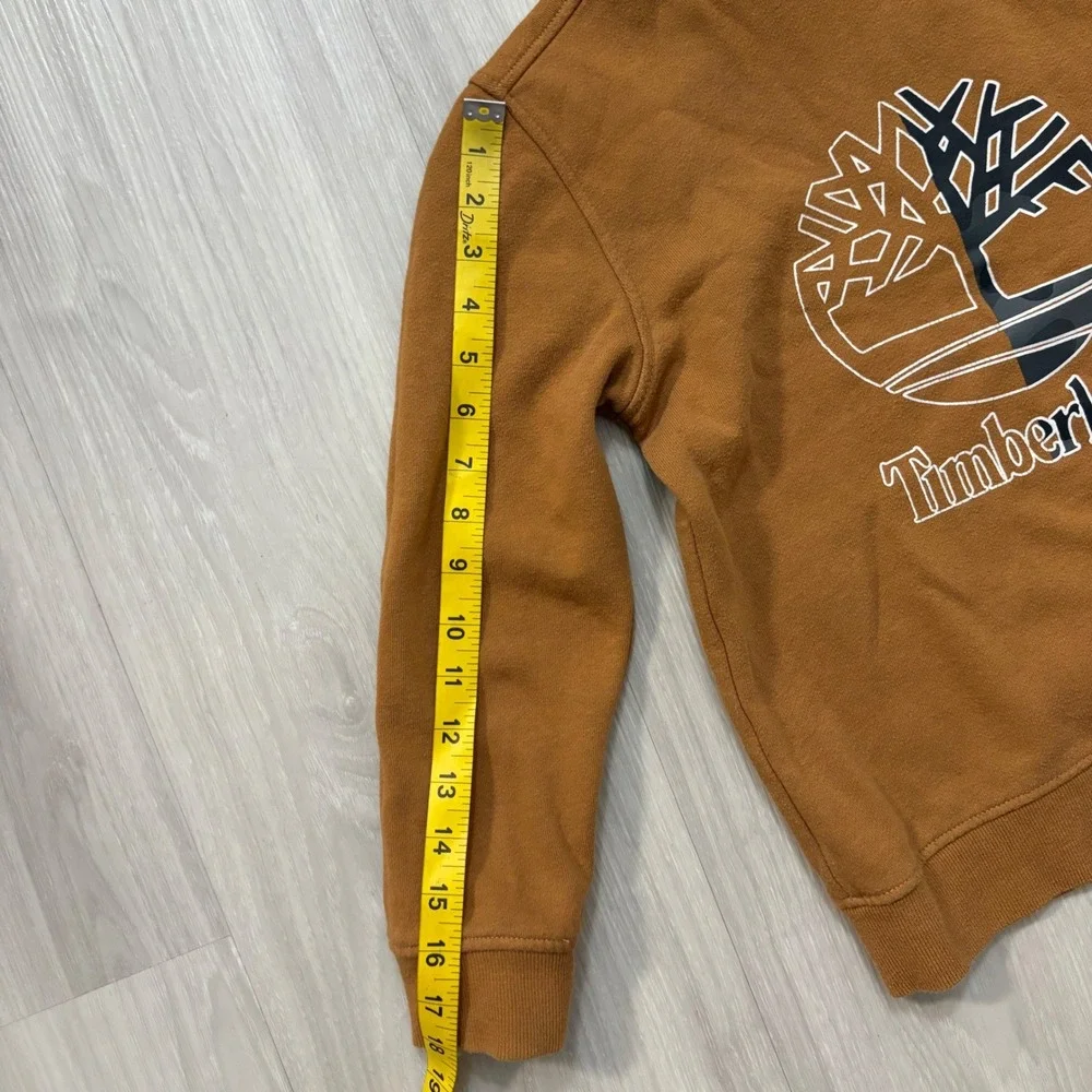 Timberland Hooded Sweatshirt Kids Brown Logo Pullover Boys Girls Size 10